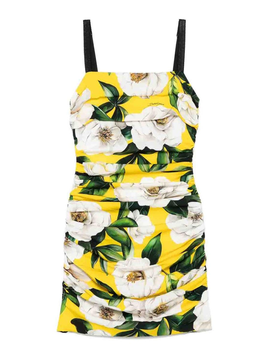 Dolce & Gabbana Robe Au Genou - Jaune