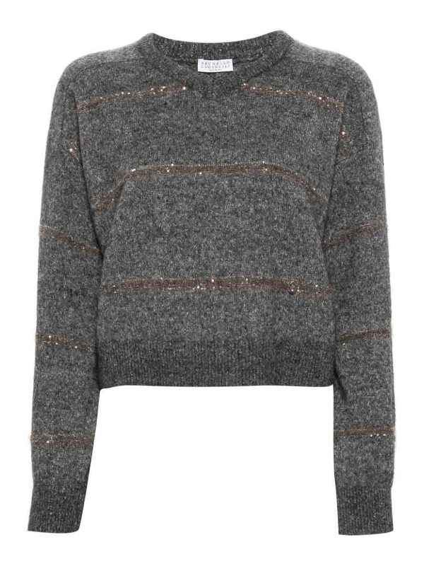 Brunello Cucinelli Pull Col Rond - Gris