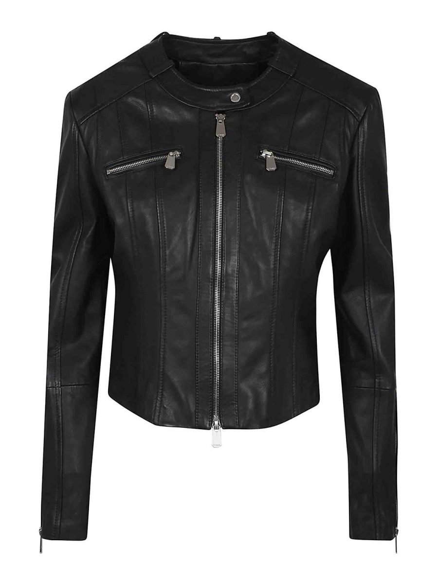 Pinko Blouson En Cuir - Noir