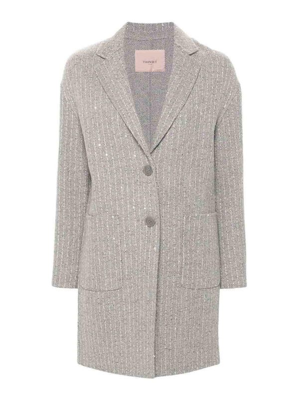 Twinset Manteau Au Genou - Gris