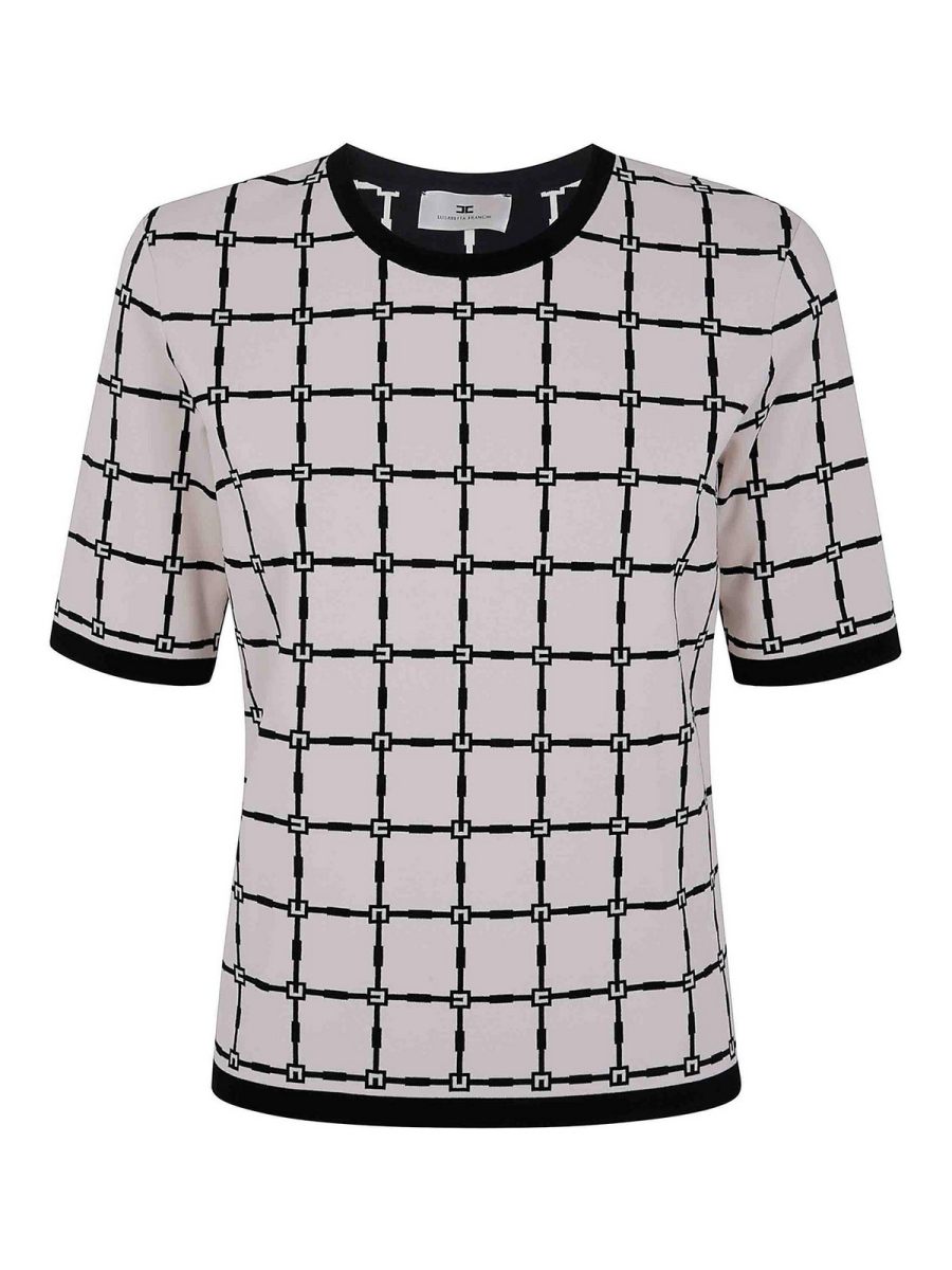 Elisabetta Franchi Pull Col Rond - Blanc