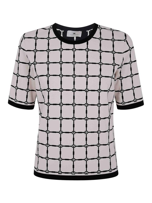 Elisabetta Franchi Pull Col Rond - Blanc