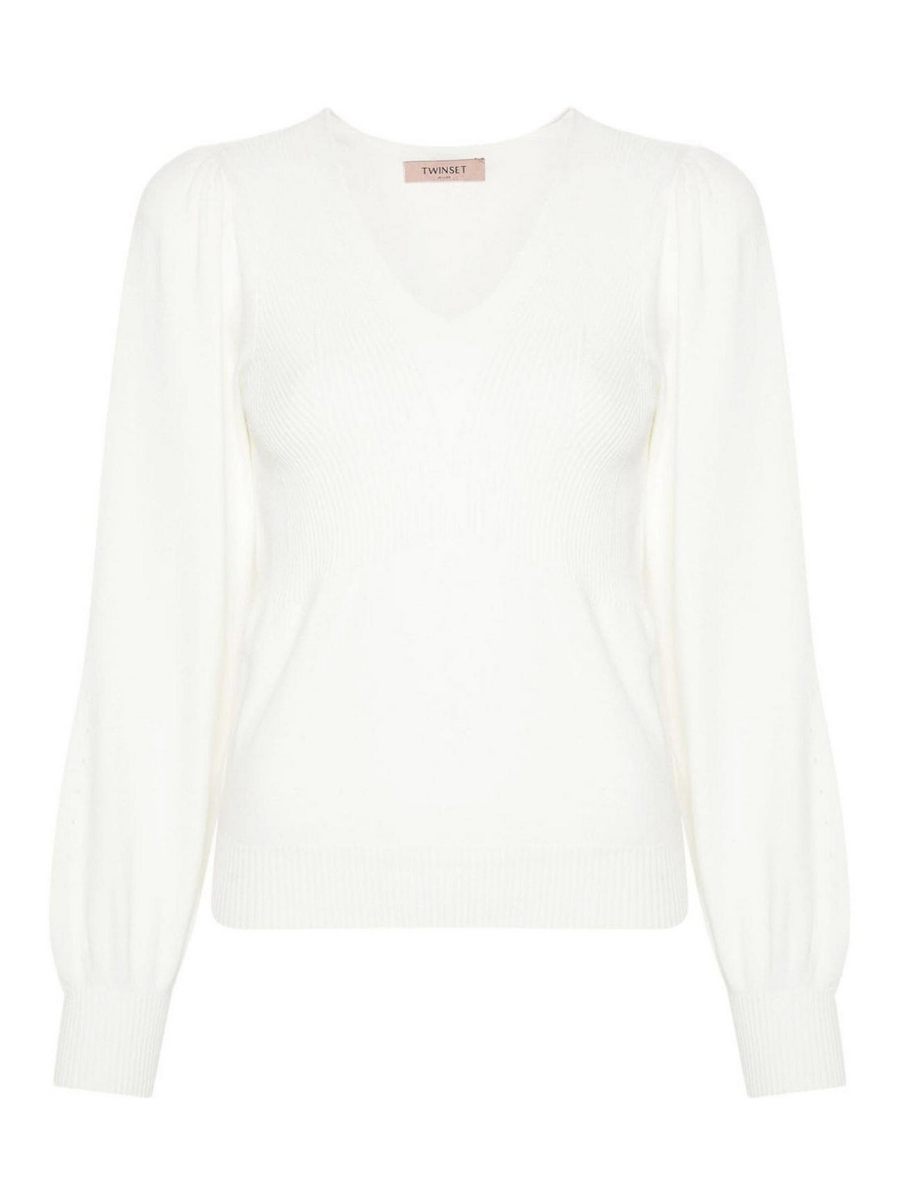Twinset Pull Col Rond - Blanc
