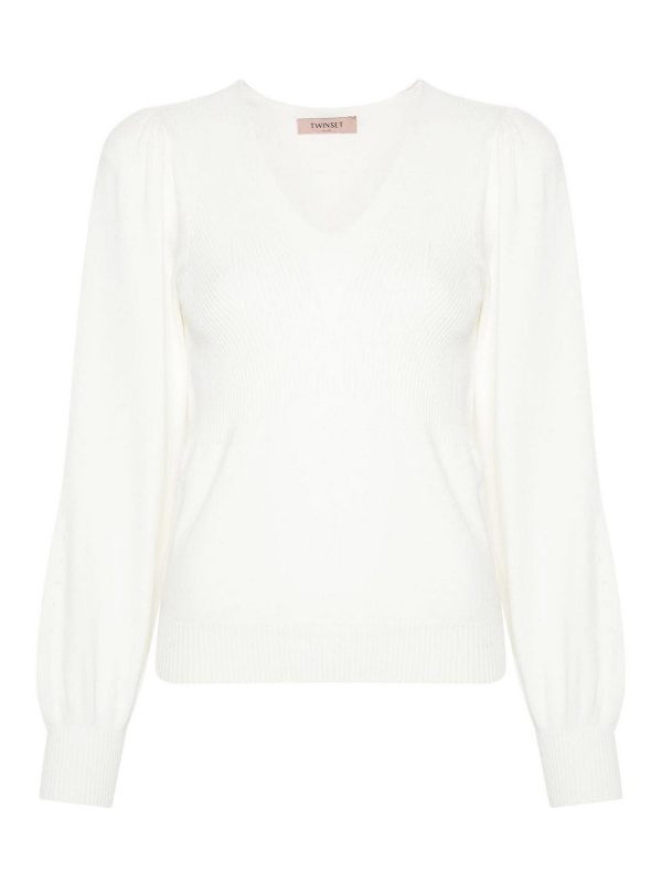 Twinset Pull Col Rond - Blanc