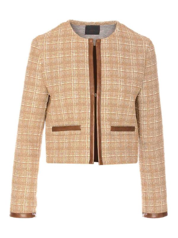 Pinko Blouson En Cuir - Beige