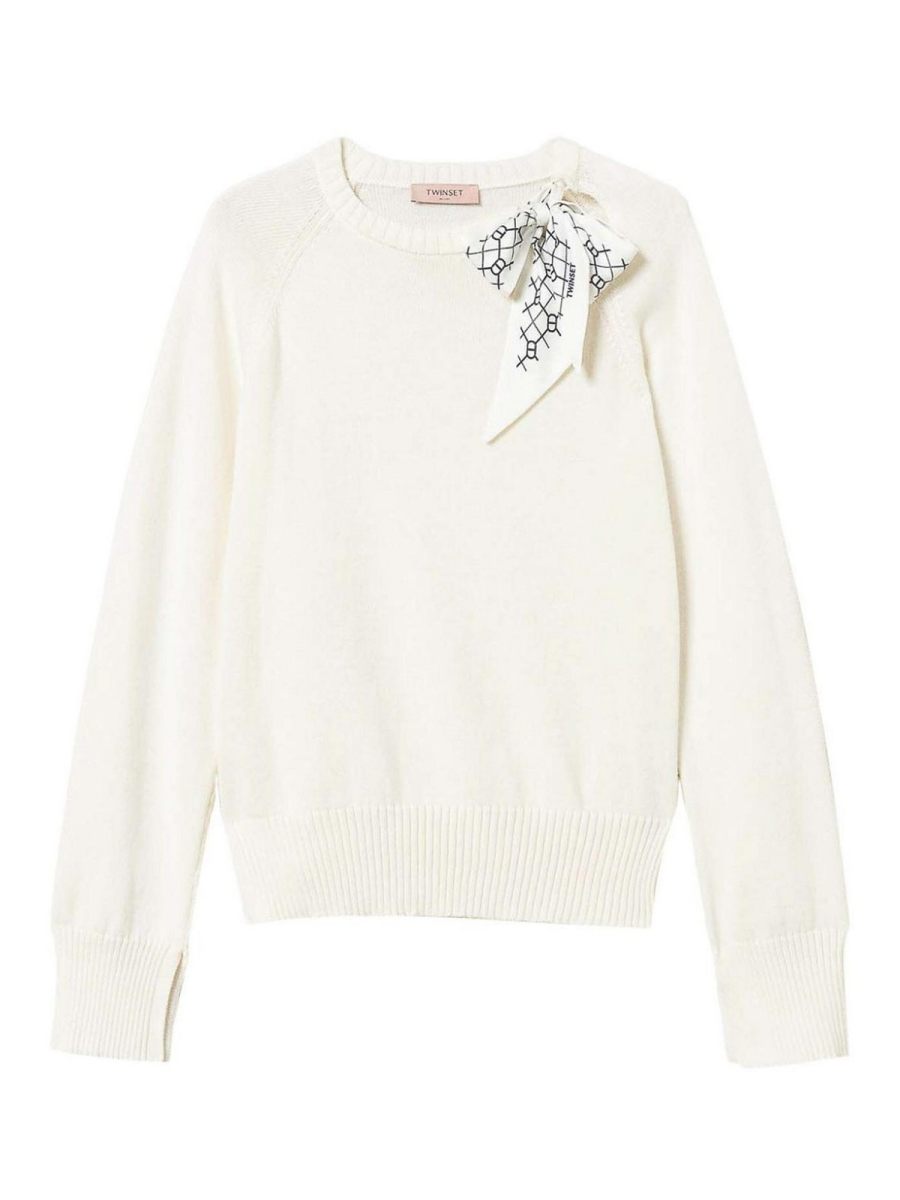 Twinset Pull Col Rond - Blanc