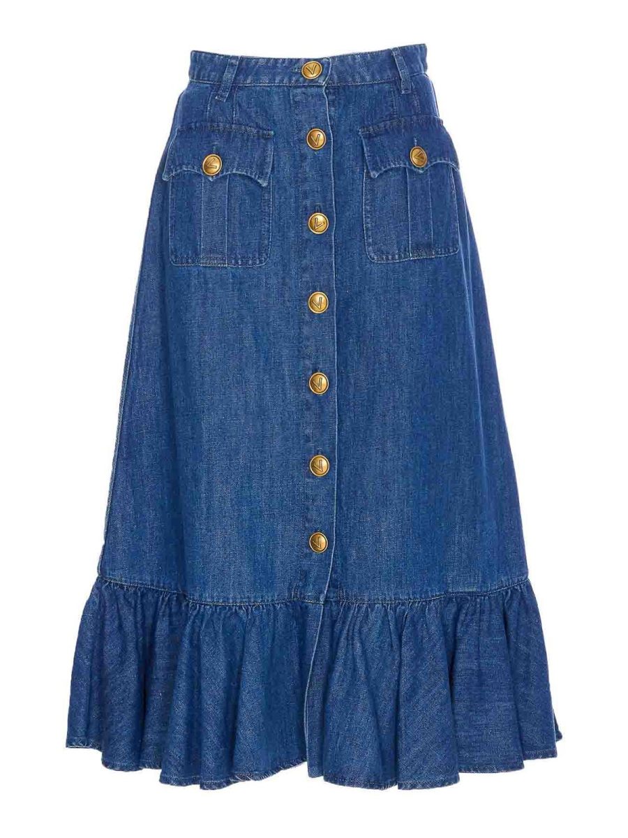 Valentino Garavani Jupe Midi - Bleu