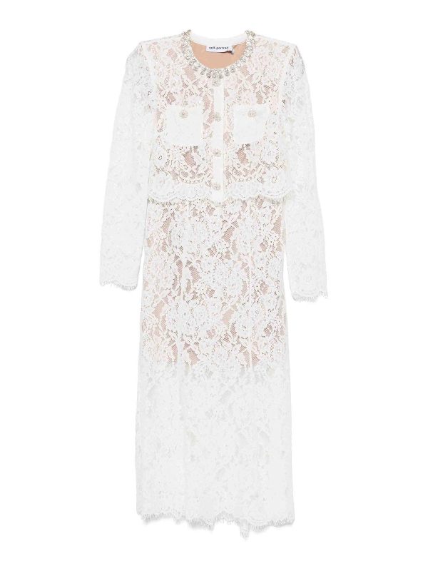 Self Portrait Robe Au Genou - Blanc