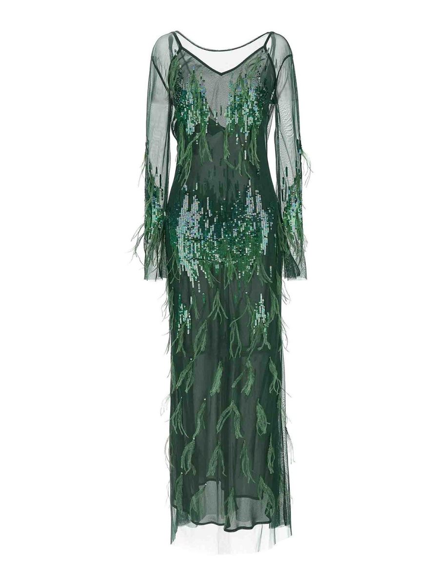 Pinko Robe Au Genou - Vert