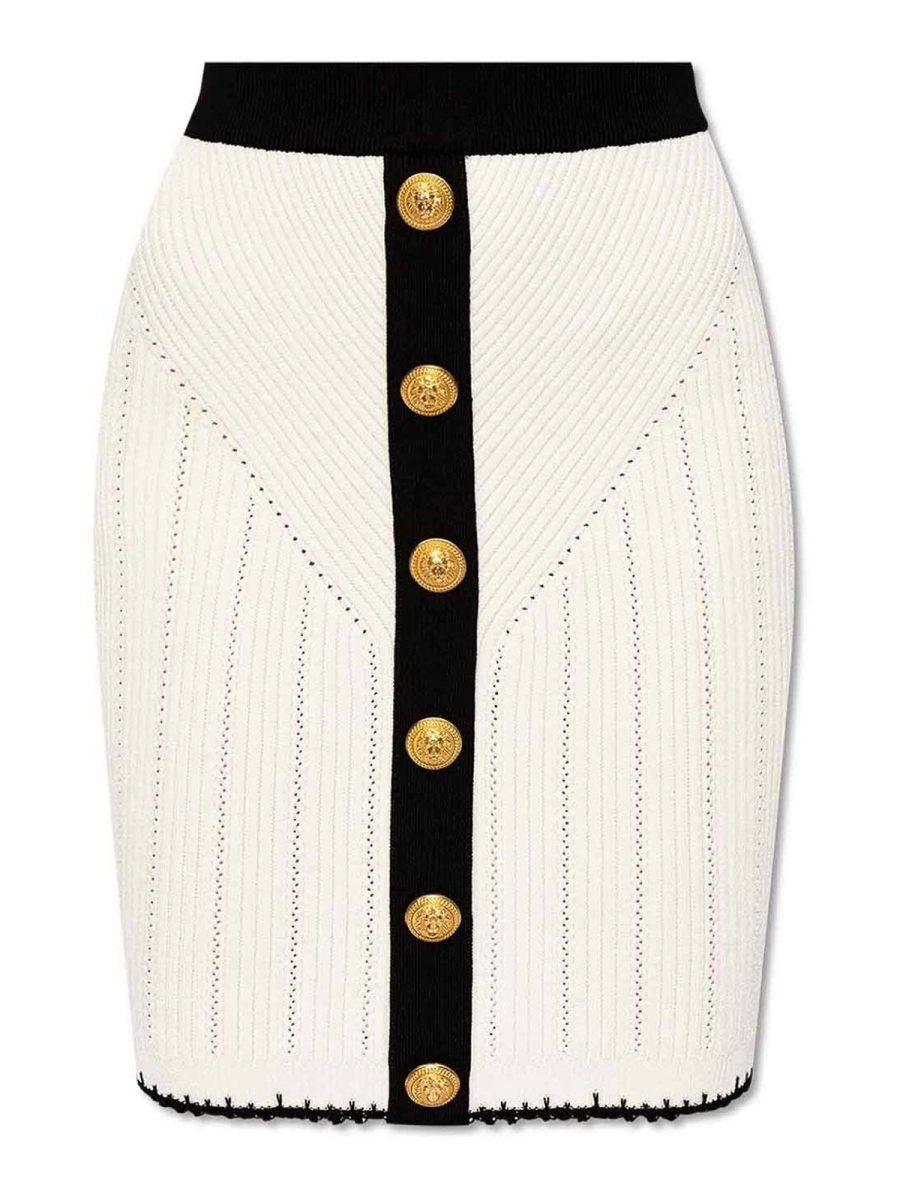 Balmain Jupe Midi - Blanc