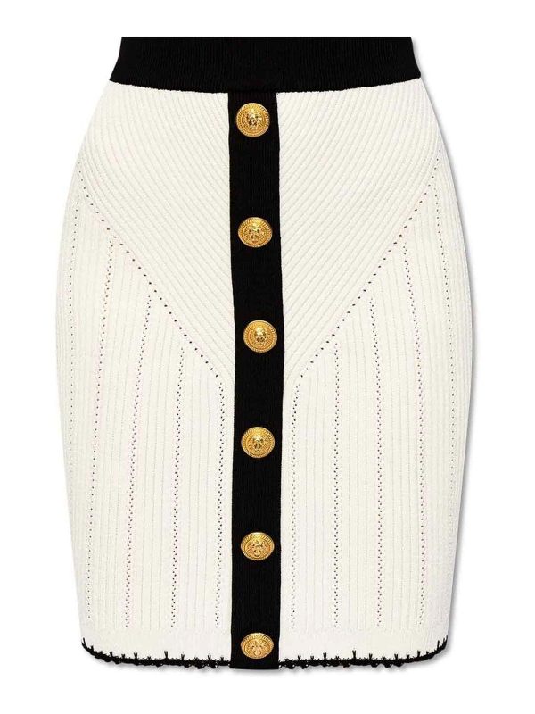 Balmain Jupe Midi - Blanc