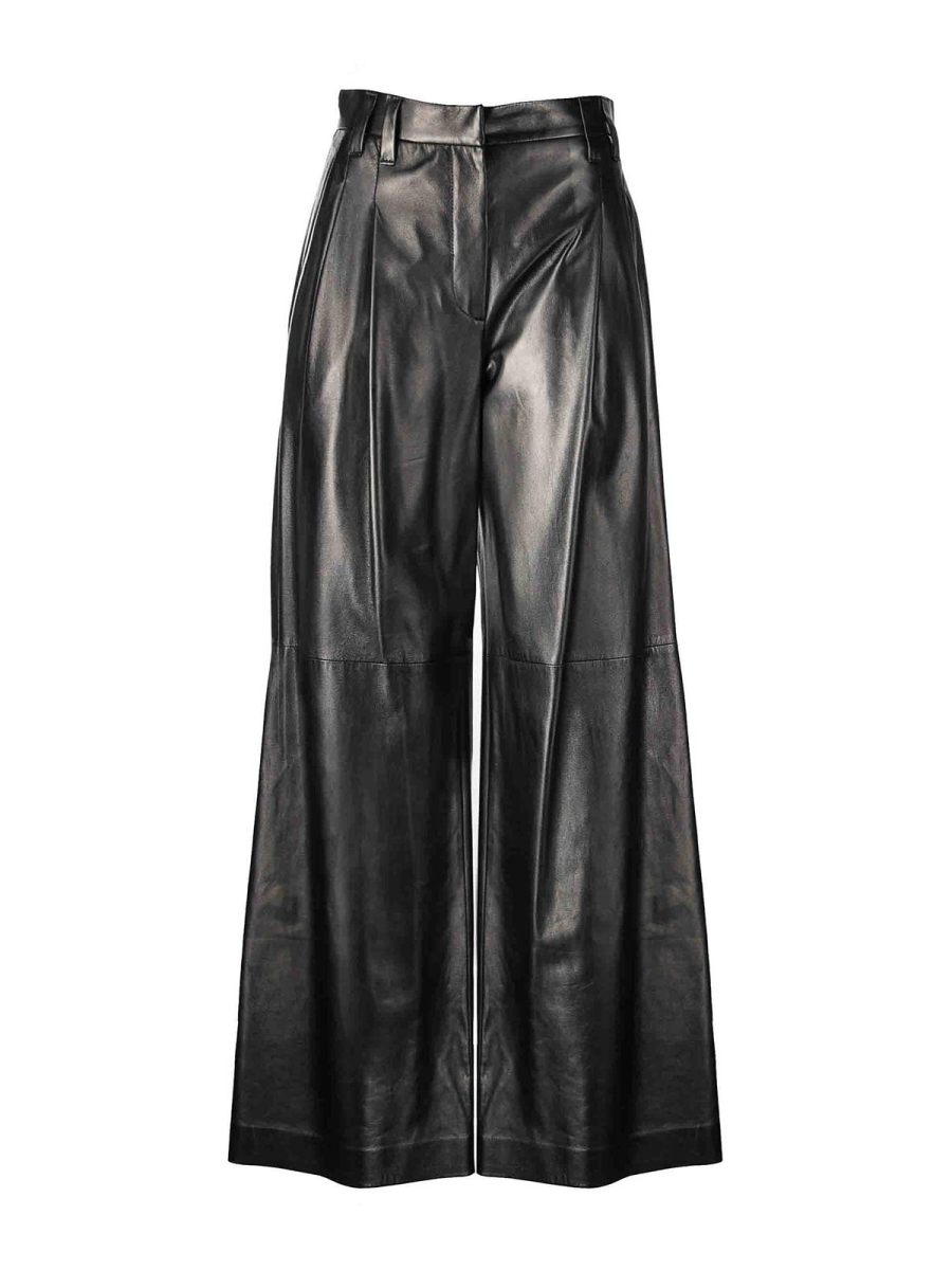 Brunello Cucinelli Pantalons En Cuir - Noir