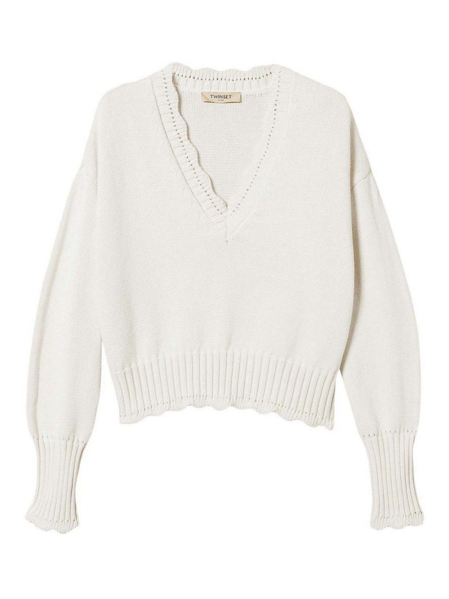 Twinset Pull Col Rond - Blanc