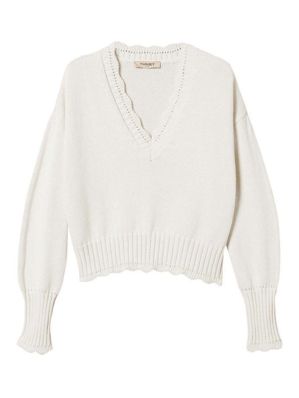 Twinset Pull Col Rond - Blanc