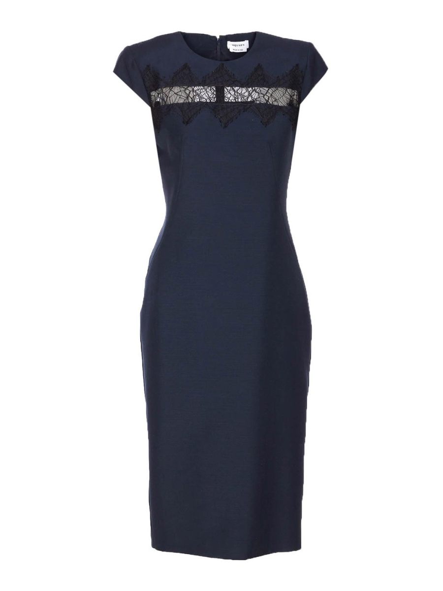 Alexander Mcqueen Robe Au Genou - Bleu