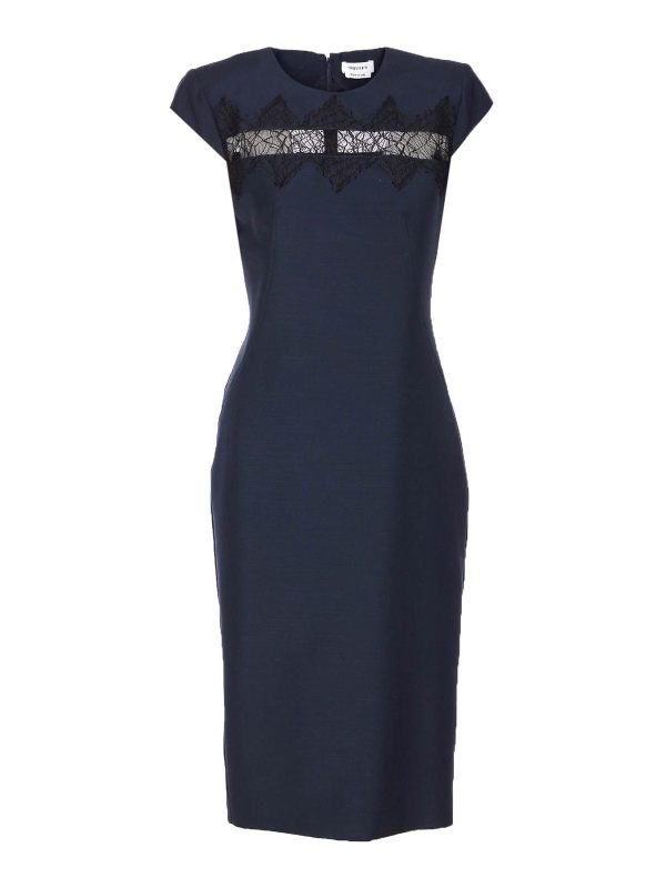 Alexander Mcqueen Robe Au Genou - Bleu