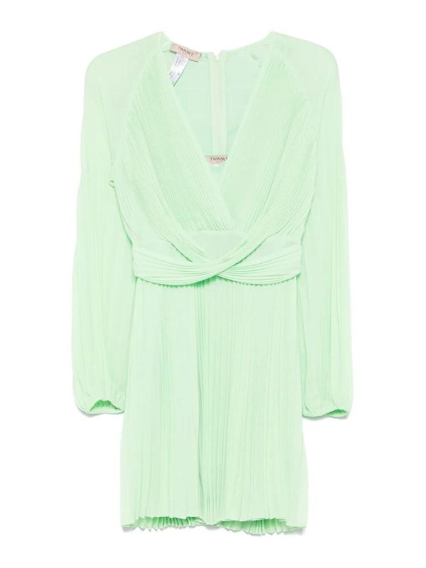 Twinset Robe Au Genou - Vert Clair