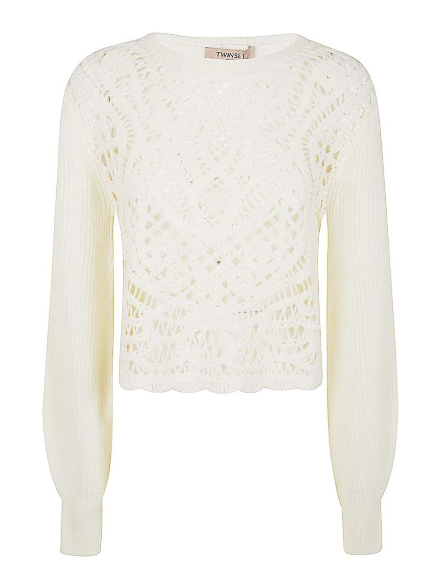 Twinset Pull Col Rond - Blanc