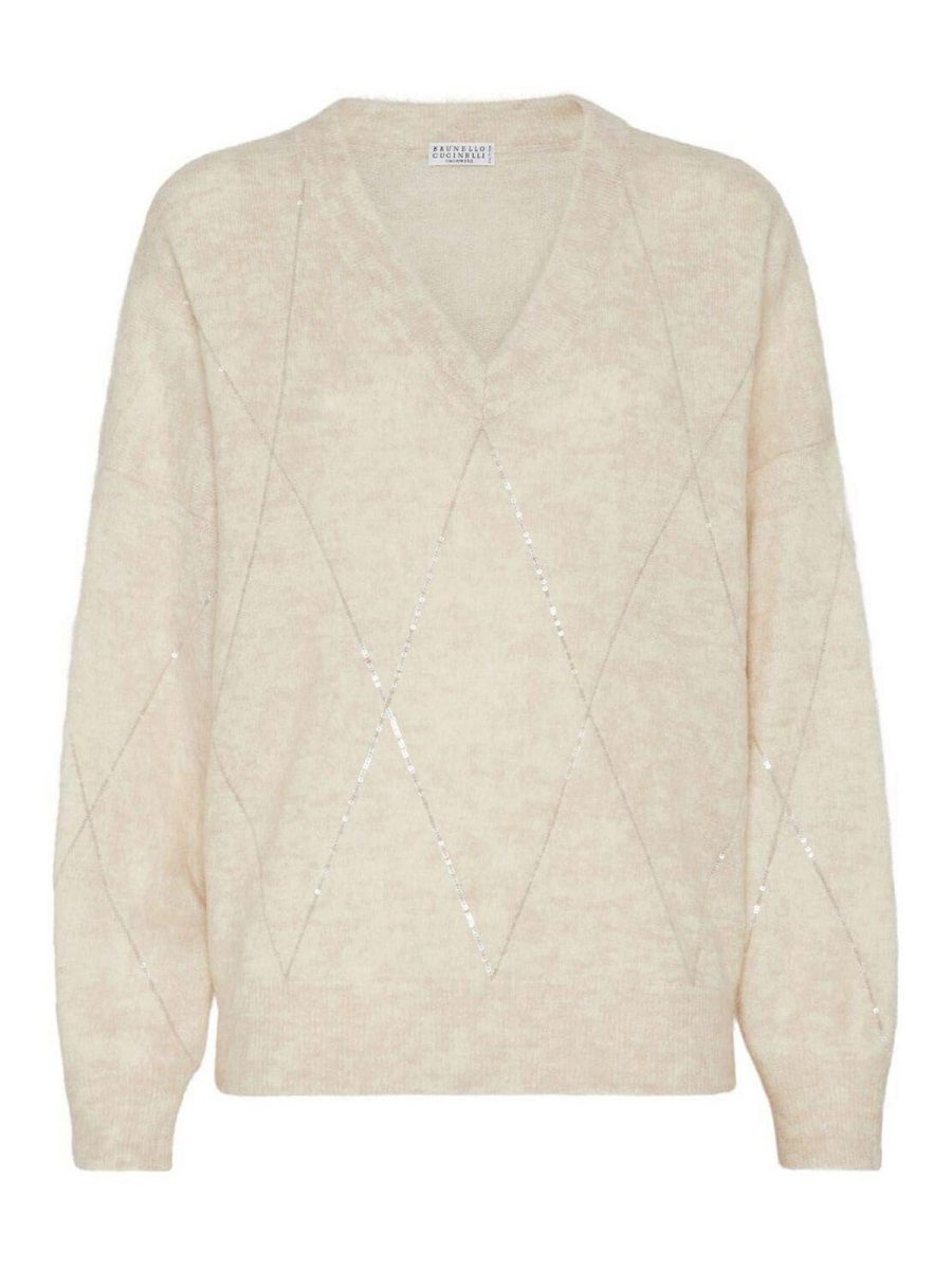 Brunello Cucinelli Pull Col Rond - Blanc