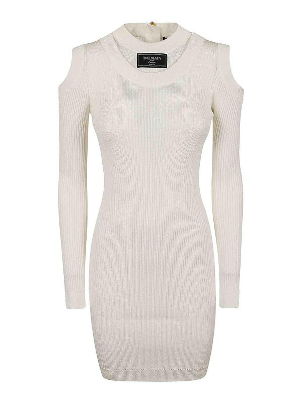 Balmain Robe Au Genou - Blanc