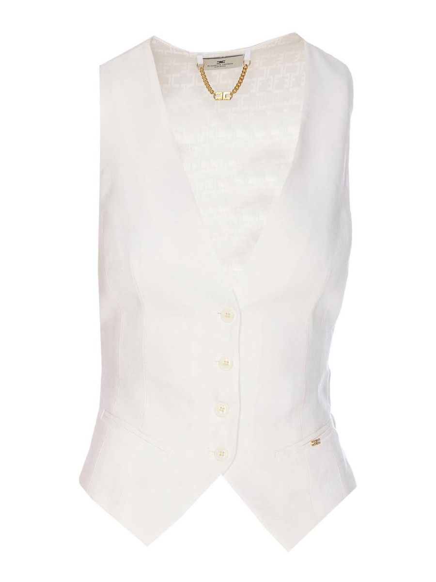 Elisabetta Franchi Gilet - Blanc