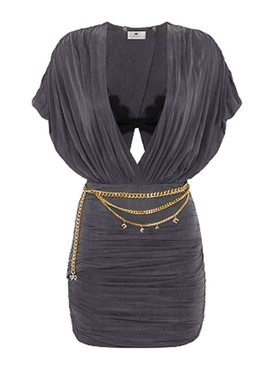 Elisabetta Franchi Robe Au Genou - Gris Foncé