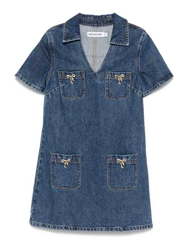 Self Portrait Robe Courte - Bleu