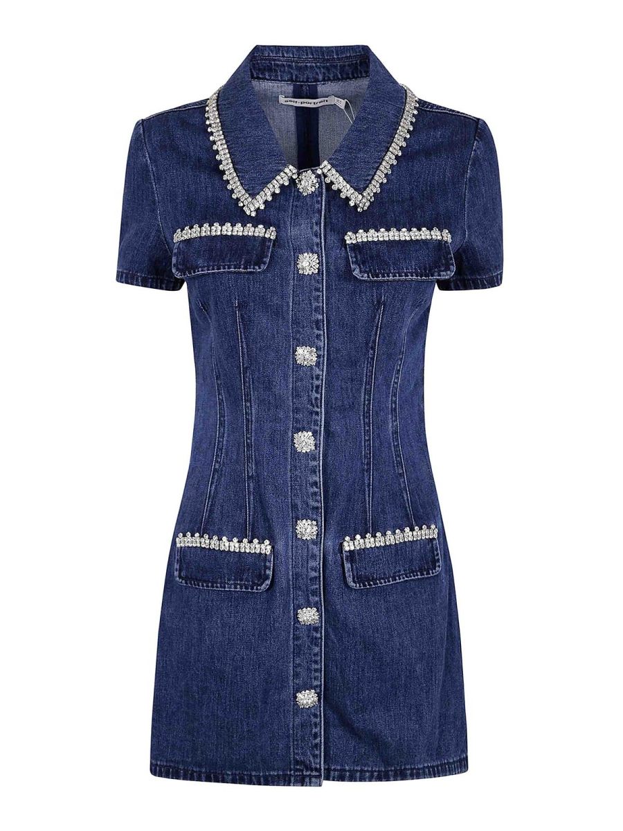 Self Portrait Robe Courte - Bleu