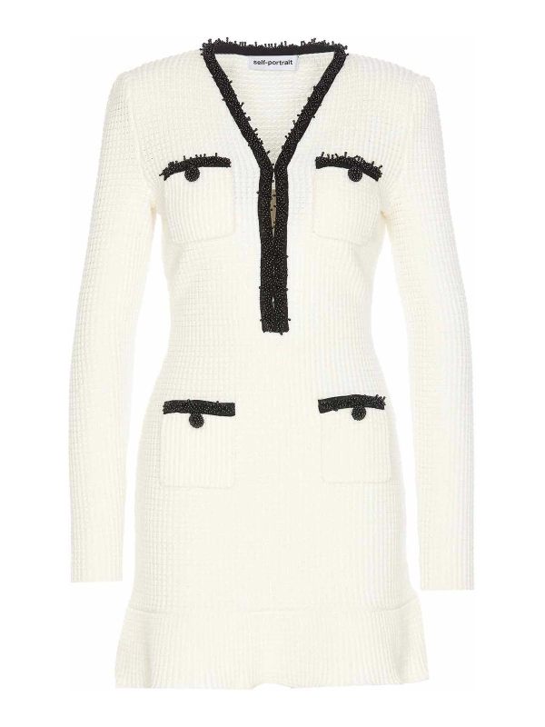 Self Portrait Robe Au Genou - Blanc