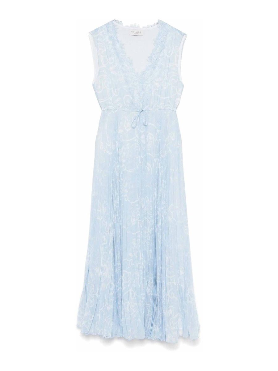 Ermanno Firenze Robe Au Genou - Bleu Clair