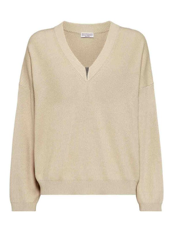 Brunello Cucinelli Pull Col Bateau - Beige