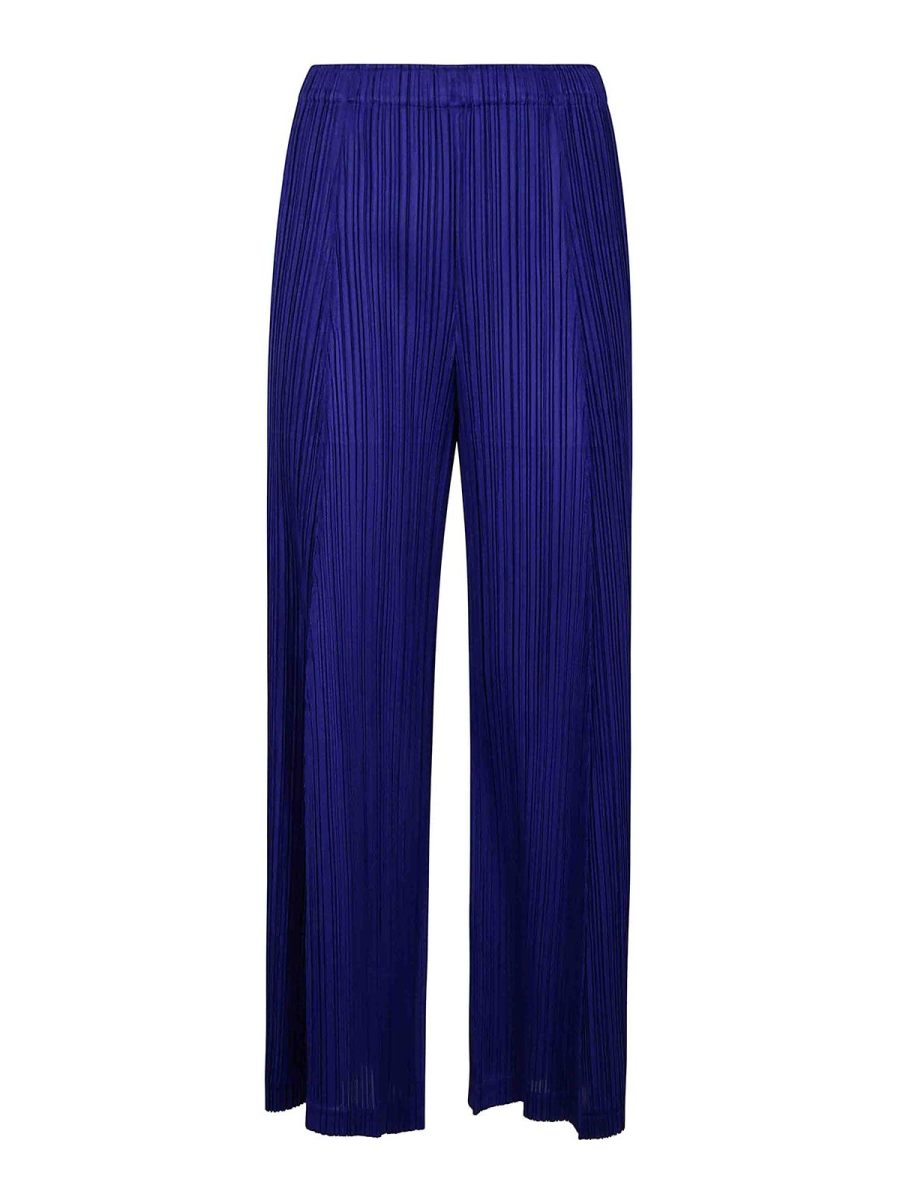 Pleats Please Issey Miyake Pantalons Décontractés - Bleu