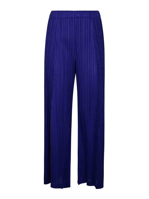 Pleats Please Issey Miyake Pantalons Décontractés - Bleu