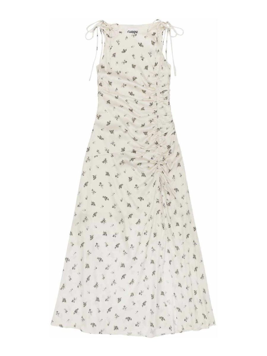 Ganni Robe Au Genou - Blanc