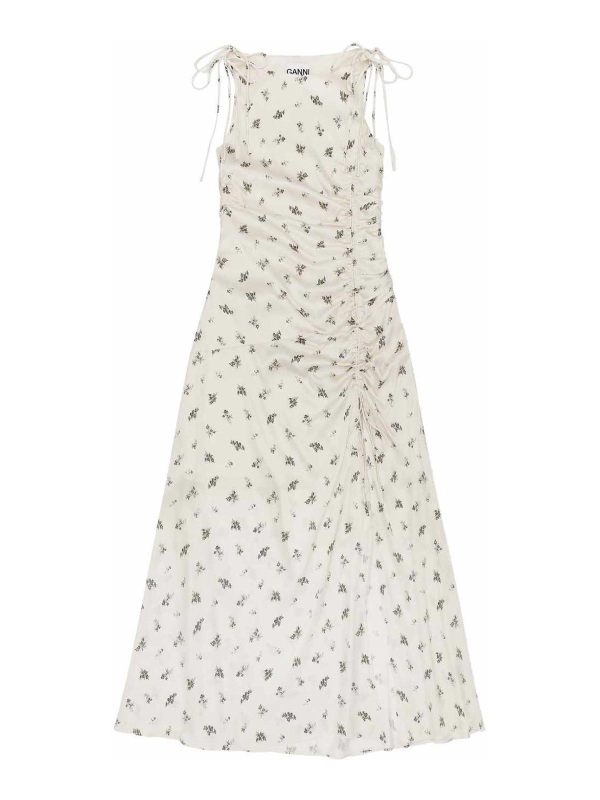 Ganni Robe Au Genou - Blanc
