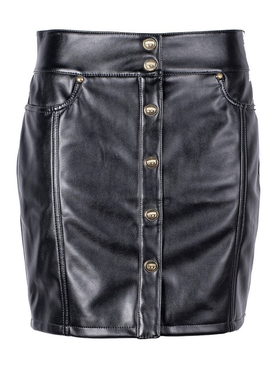 Chiara Ferragni Jupe En Cuir - Noir