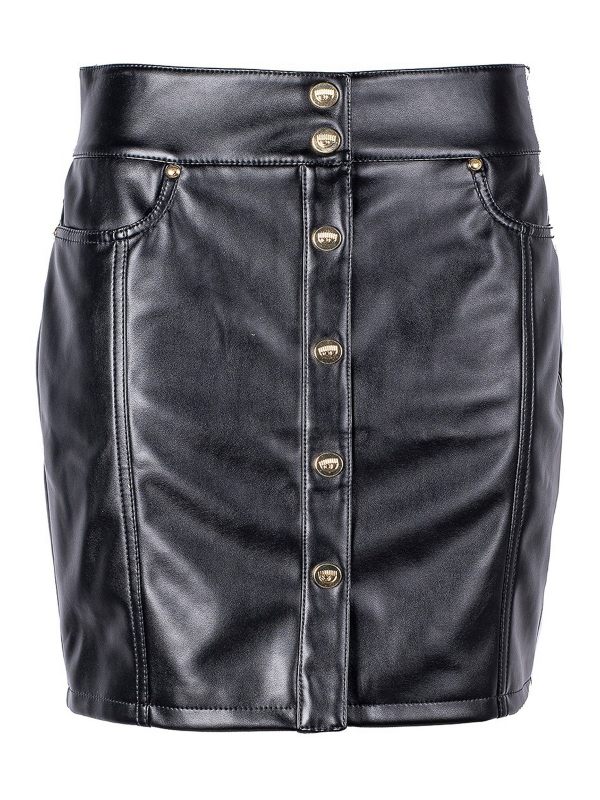 Chiara Ferragni Jupe En Cuir - Noir