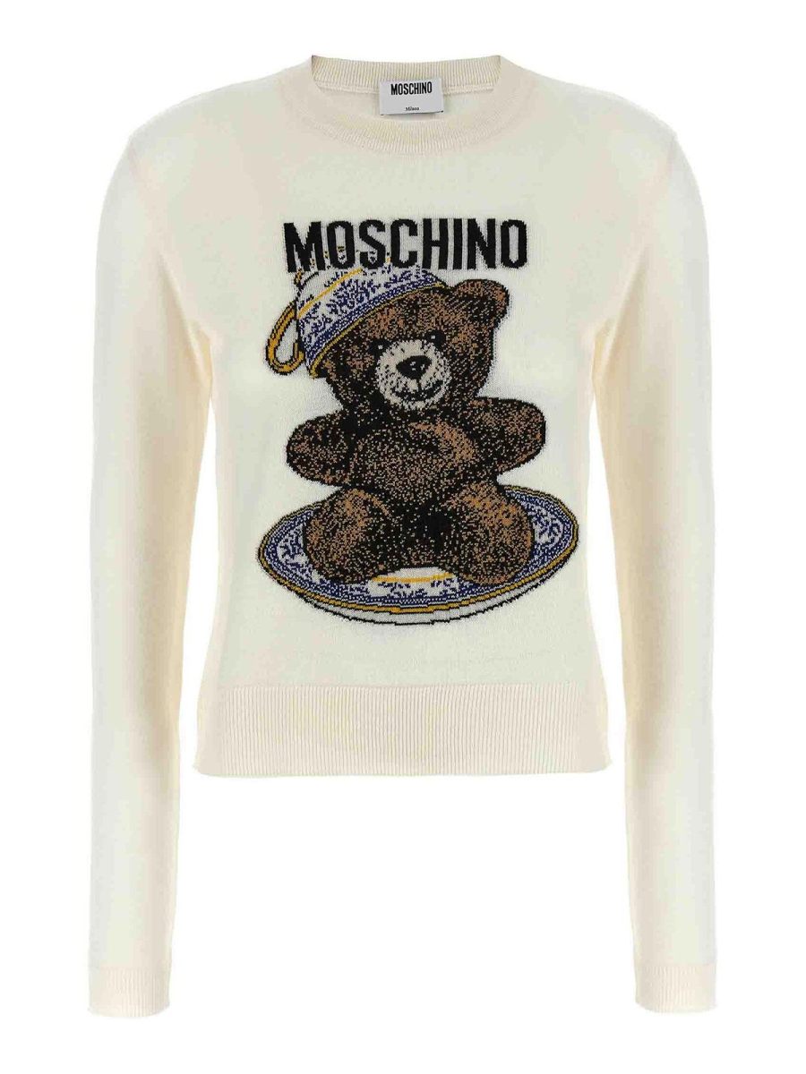 Moschino Pull Col Rond - Blanc