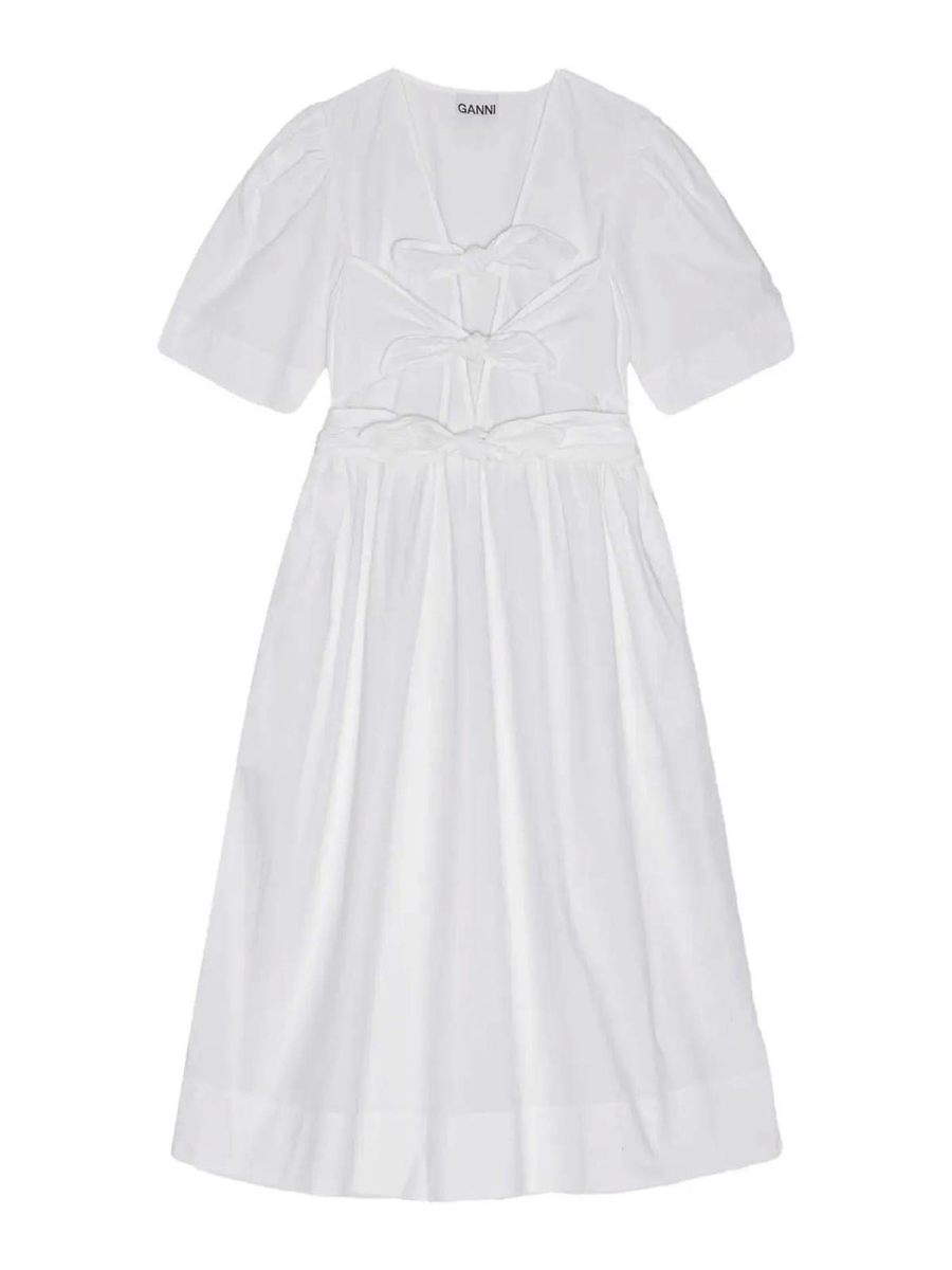 Ganni Robe Au Genou - Blanc