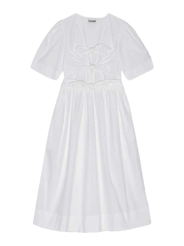 Ganni Robe Au Genou - Blanc