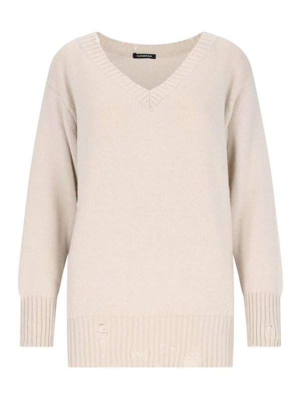 Canessa Pull Col Rond - Blanc