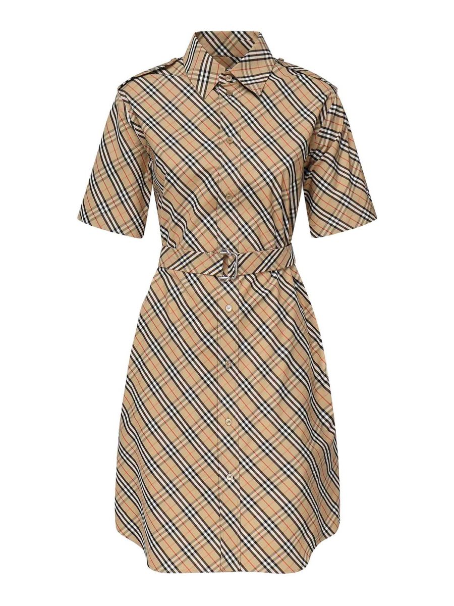 Burberry Robe Au Genou - Beige
