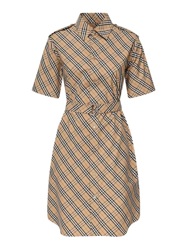 Burberry Robe Au Genou - Beige
