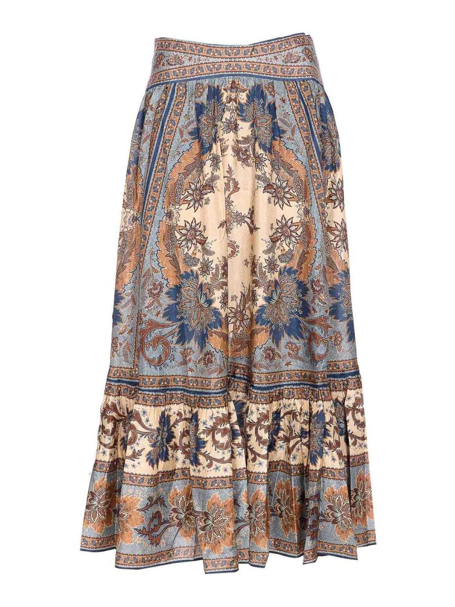 Zimmermann Jupe Midi - Bleu