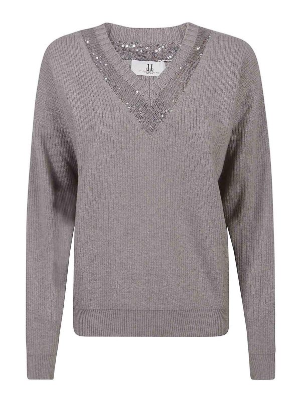 Eleven88 Pull À Col V - Gris