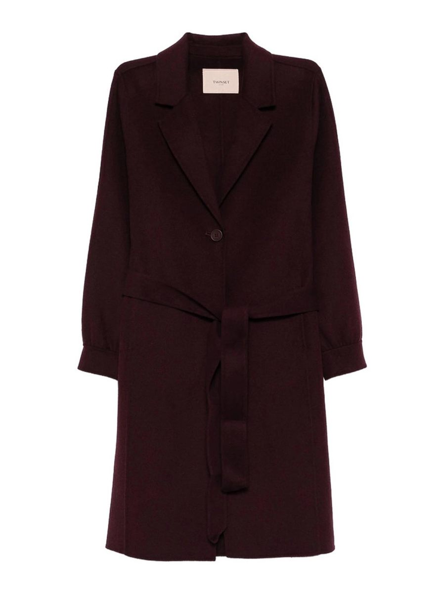 Twinset Manteau Au Genou - Violet
