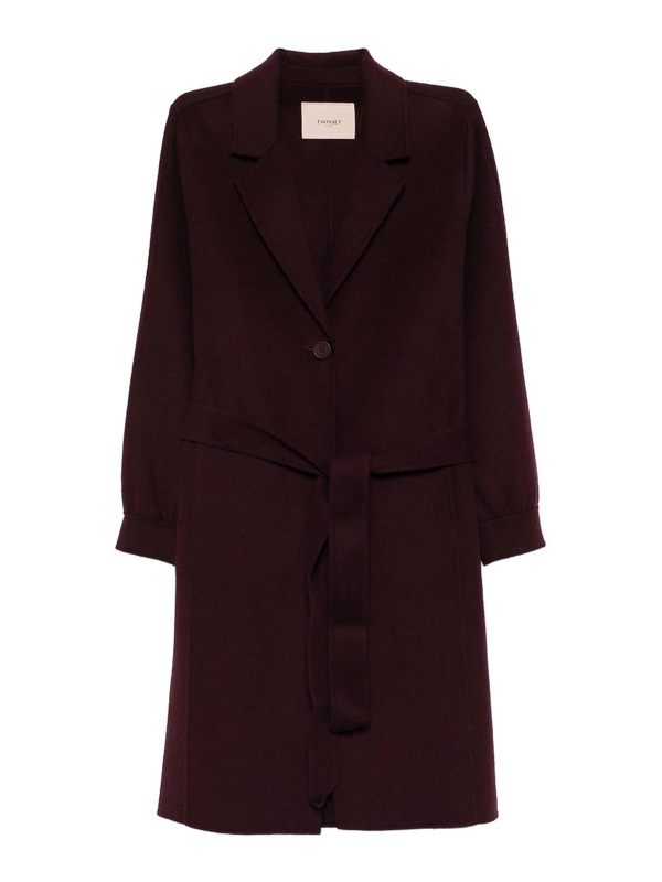 Twinset Manteau Au Genou - Violet