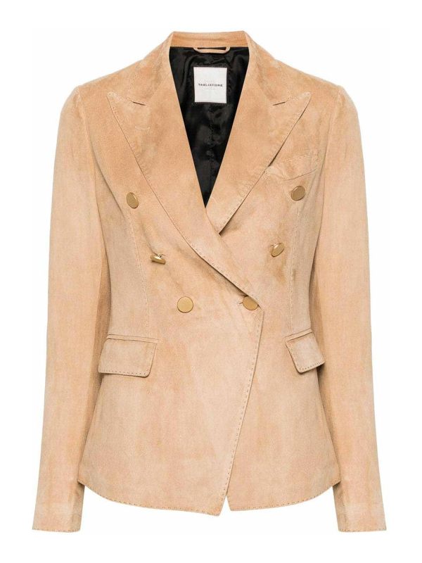 Tagliatore Blouson En Cuir - Beige