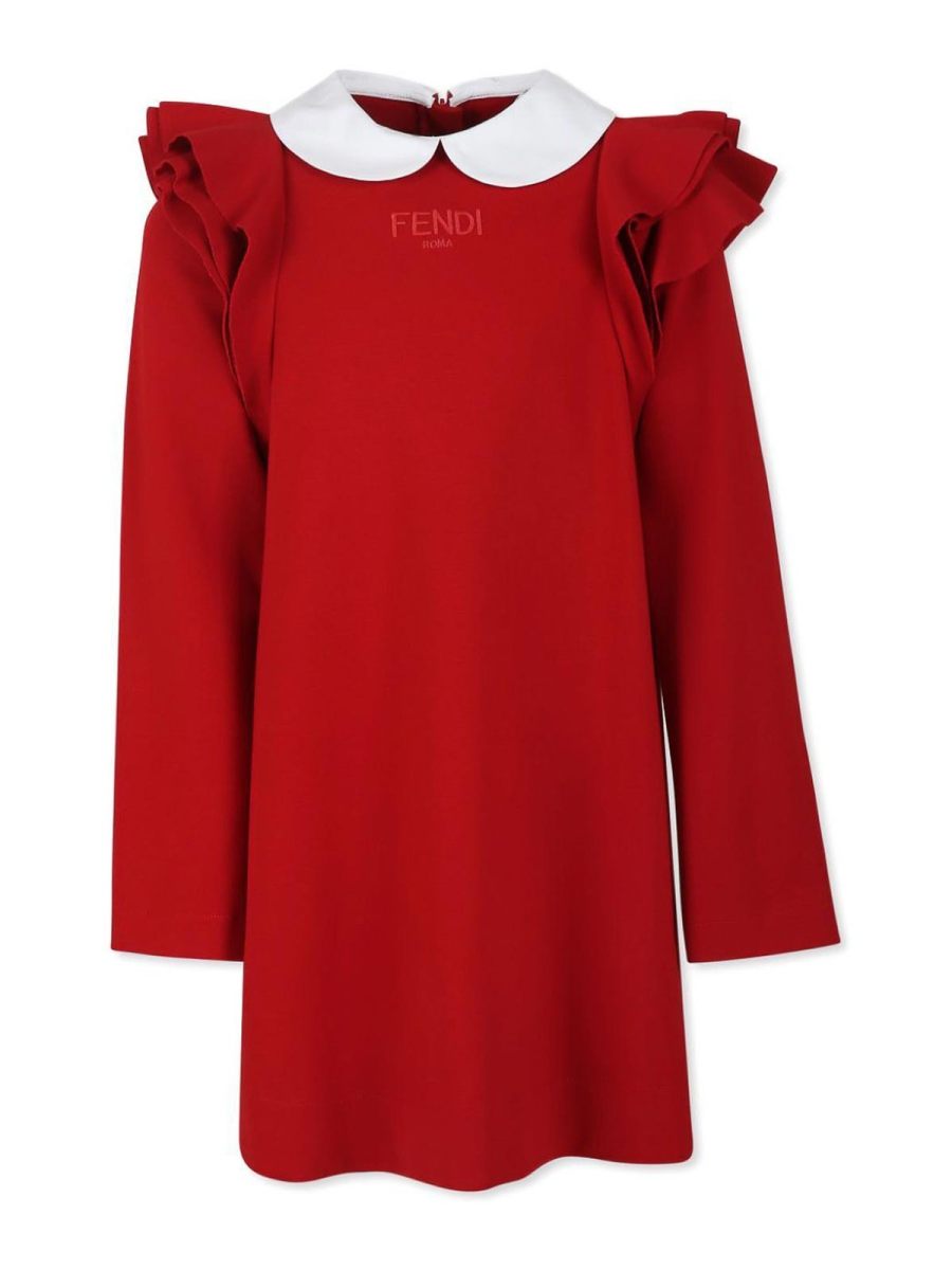 Fendi Jr Robe Au Genou - Rouge
