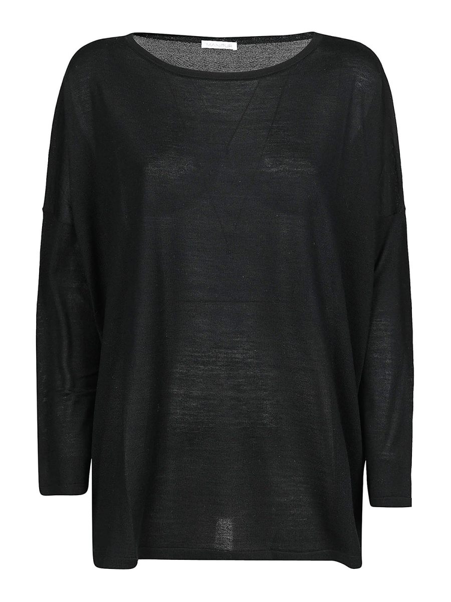 Manipur Cashmere Pull Col Rond - Noir